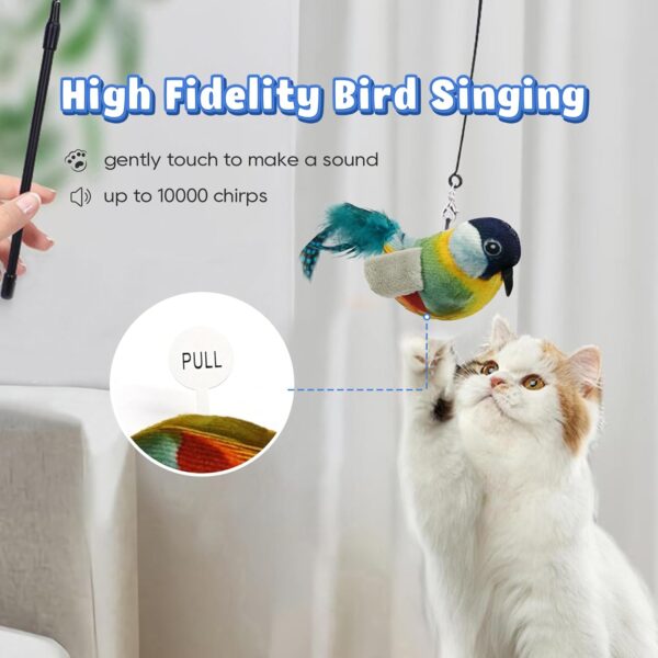 Cat Toys Hanging Bird, Retractable Cat Teaser Toy, Vivid Chirping, Interactive Catnip Toys for Indoor Cats Kitten Play Chase Exercise, Set B - Image 3