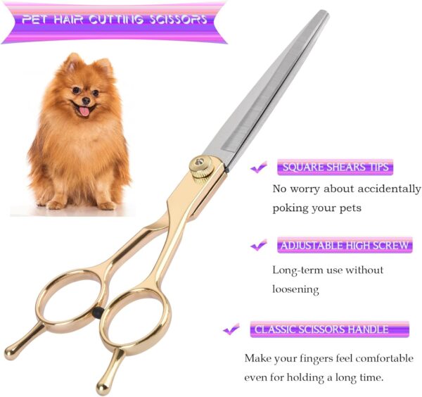 Grooming Kit for Dogs at Home, Fcysy Hair Scissors Thinning Shears Set for Dog Cat Pet Grooming, Curved Grooming Scissors Cat Trimming Scissors Tijeras para Cortar Pelo De Perros, Pet Grooming Tools - Image 3