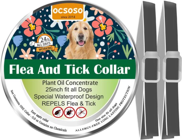 Flea Collar for Dogs and Cats, Dogs Flea and Tick Collar, Pet Flea & Tick Collar Fit of Large Medium Dog and Cat - 25 Inch