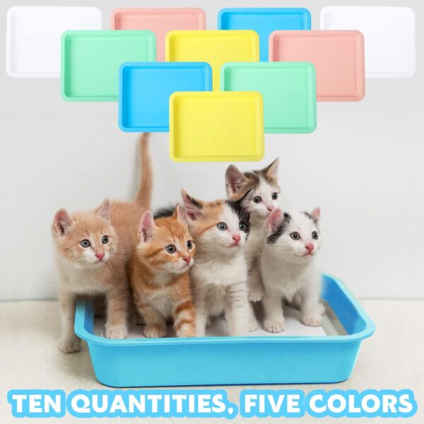 10 Pcs Small Litter Box for Kittens Bunny Litter Box Plastic Litter Box Kitten Litter Box Low Entry Small Cat Litter Box Waterproof Travel Toilet Small Pet Kitty Bunny Supplies (Classic Color) - Image 5