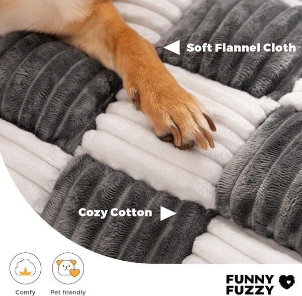 Pet Couch Covers for Sofa, Small Dog Couch Cover Bed Cozy Cream Plaid Washable Pet Mat for Furniture Protector Sofa Cover for Dogs Cats, Small, Black - Image 3