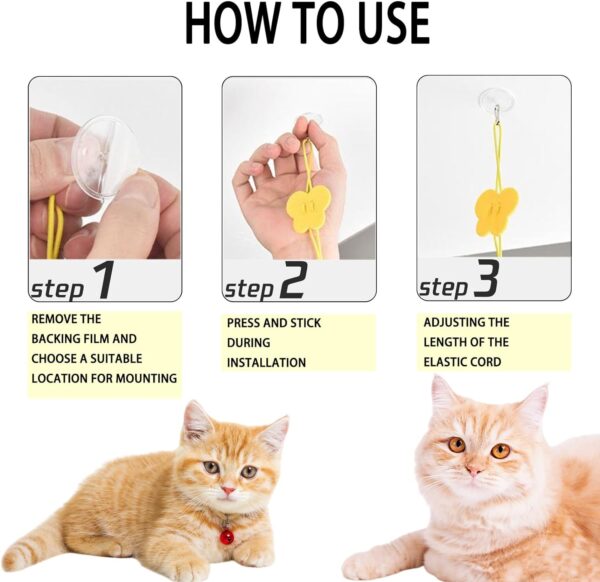 3 Pcs Interactive Toys for Indoor Cats, Best Hanging Cat Toys for Bored Cats, Spring Cat String Toys with Feathers and Bells, Door Hanging Self-Playing Cat Toys (CUTE, Count, 3) - Image 5