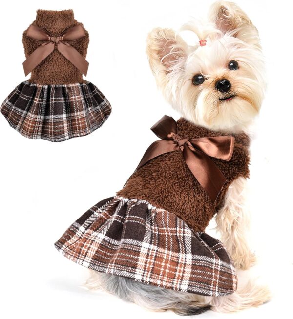 XXS Dog Clothes Girl Halloween Dog Dress Dog Spring Clothes for Small Dogs Girl Dog Dresses XS Dog Clothes for Chihuahua Yorkie Teacup Pet Coat Dog Outfit Cat Apparel, XS, Coffee