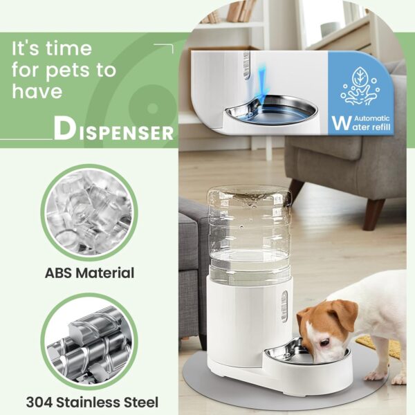 Pet Water Dispenser 4L with Placemat and Stainless Steel Bowl, Unplugged Automatic Gravity Water Dispenser, Easy to Clean, Safe for Pets - Image 3