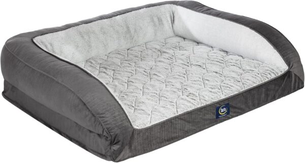 Serta Orthopedic Supportive Foam Quilted Couch Dog Bed with Soft Bolsters (Slate Gray) X-Large