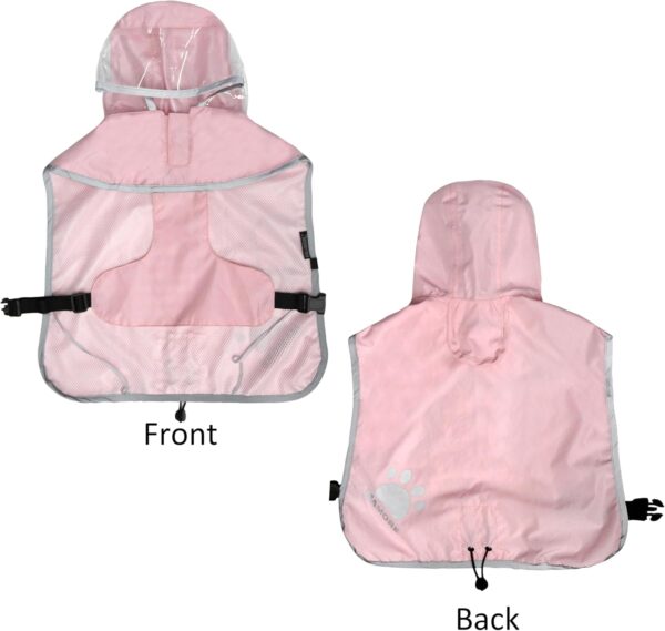 MAMORE Dog Raincoat Hooded Poncho,Waterproof Dog Rain Coat with Reflective Strip, Adjustable Lightweight Dog Rain Jacket with Double Layer for Large Medium Small Dogs (Pink, XXX-Large) - Image 2