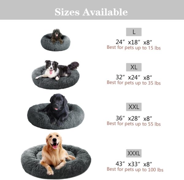 MFOX Calming Dog Bed (L/XL/XXL/XXXL) for Medium and Large Dogs Comfortable Pet Bed Faux Fur Donut Cuddler Up to 25/35/55/100lbs - Image 3