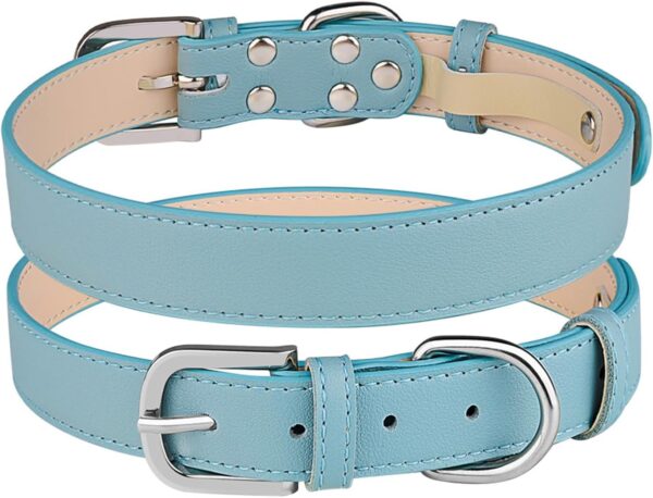 Leather Dog Collar for Small Medium Large Dog Adjustable Waterproof Dog Collars with Alloy Buckle Heavy Duty for Puppy kitten