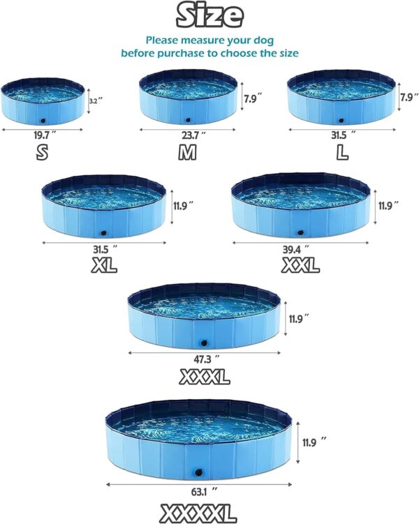 Foldable Dog Pool, Cat Pool, Pet Pool, Foldable Dog Pet Bath Pool Collapsible Dog Pet Pool Bathing Tub Kiddie Pool Doggie Wading Pool for Puppy Small Medium Large Dogs Cats (Red, S) - Image 2