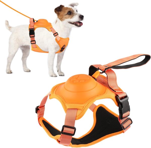 Retractable No-Pull Dog Harness, Auto-Stop Rope for Safety Use, Adjustable Reflective Oxford Easy Control,for 15-33 LBS Medium/Large Dogs Use(Orange)