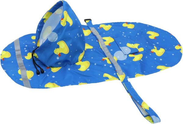 DELIFUR Large Dog Raincoat- Waterproof Dog Rain Poncho Adjustable Double Layer Rain Jacket with Hood for Medium Large Dogs Designed with Leash Hole Reflective Strip and Ducks (Blue Duck, Medium) - Image 7