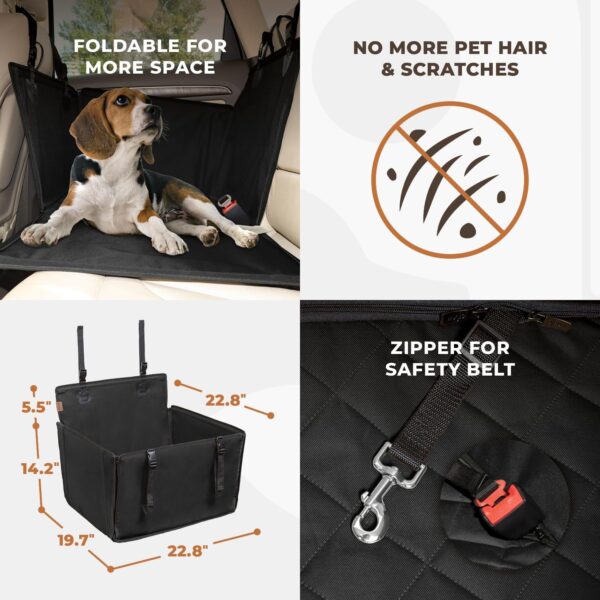 Extra Stable Dog Car Seat - Reinforced Car Dog Seat for Medium-Sized Dogs with 4 Fastening Straps - Robust and Waterproof Pet Car Seat for The Back Seat of The Car (M Size, Black) - Image 6