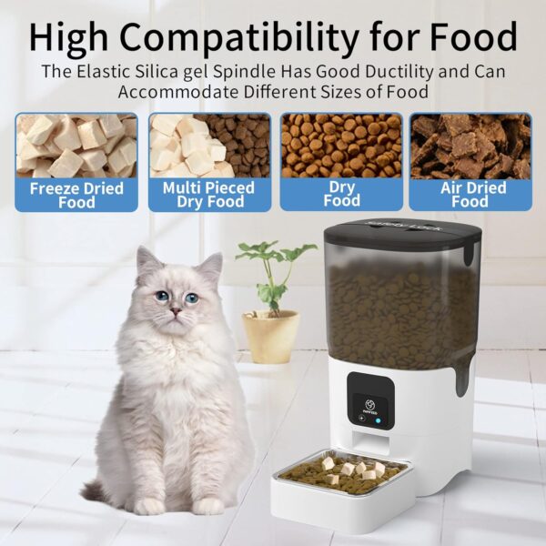 5G WiFi Automatic Cat Feeders: Smart Automatic Cat Food Dispenser with Slow Feeding Mode, Detachable for Easy Cleaning, Pet Feeder with Alexa, 1-30 Meals Per Day for Multiple Pets (6L/25 Cup) - Image 7