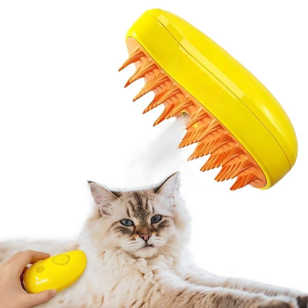 Innovative Cat Steam Brush: Steamy Pet Brush 3-in-1 Self-Cleaning Grooming Tool, Efficient Massage, Hair Removal, Tangle-Free Care for Cats and Dogs (yellow)