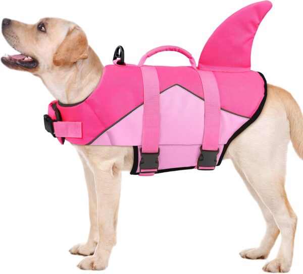 Malier Dog Life Jacket, Ripstop Dog Life Vest with Rescue Handle for Swimming Boating, Reflective Puppy Life Jackets Dog Shark Life Jacket with Adjustable Straps for Small Medium Large Dogs (Medium) - Image 2