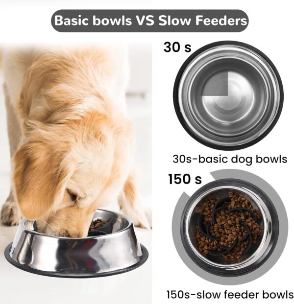 Mateeylife Slow Feeder Dog Bowls Insert with Suction Cups Cuttable Dog Slow Feeder Bowl Insert for Small Breed Medium Large Sized Dog, Fit into Basic Bowls and Elevated Dog&Cat Bowls Gray - Image 2