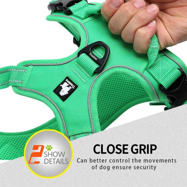 Truelove Soft Front Dog Harness .Reflective No Pull Harness with Handle and 2 Leash Attachments Grass Green - Image 5