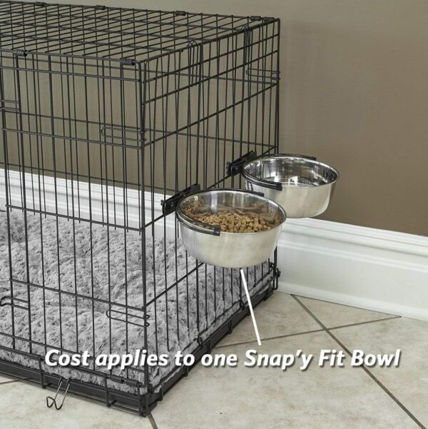 MidWest Homes for Pets Snap'y Fit Stainless Steel Food Bowl / Pet Bowl, 1 qt. for Dogs & Cats, Silver - Image 4