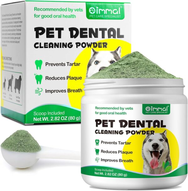 Teeth Cleaning Powder for Dogs, Dental Powder for Dogs - Dog Breath Freshener Powder with Probiotics for Bad Breath, Plaque, Tartar Remover - Dental Care Supplies for Small, Medium, Large Dogs - 80g