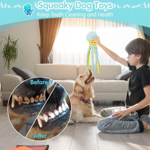 Dog Toys for Chewers, Puppy Toys for Boredom and Stimulating, Dog Squeaky Toys Octopus, Interactive Dog Toys for Smart Dogs, Soft Plush Dog Chew Toys, for Dogs - Image 5