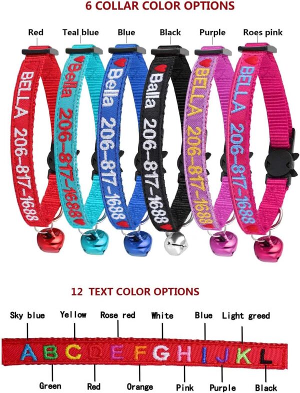 Custom Breakaway Cat Collar Personalized Cat-ID Collar Embroidered Pet Name Phone Safety Collars with Bell - Image 4