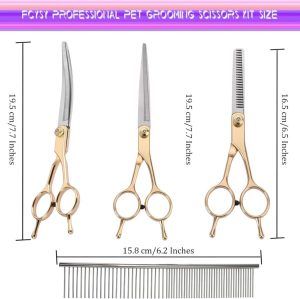 Grooming Kit for Dogs at Home, Fcysy Hair Scissors Thinning Shears Set for Dog Cat Pet Grooming, Curved Grooming Scissors Cat Trimming Scissors Tijeras para Cortar Pelo De Perros, Pet Grooming Tools - Image 2