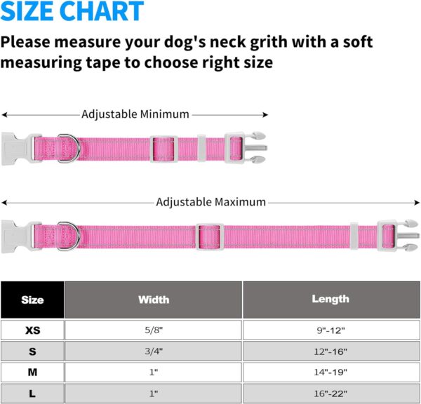 Reflective Dog Collar, Soft Neoprene Padded Breathable Nylon Pet Collar Adjustable for Medium Dogs, Pink, Medium - Image 6