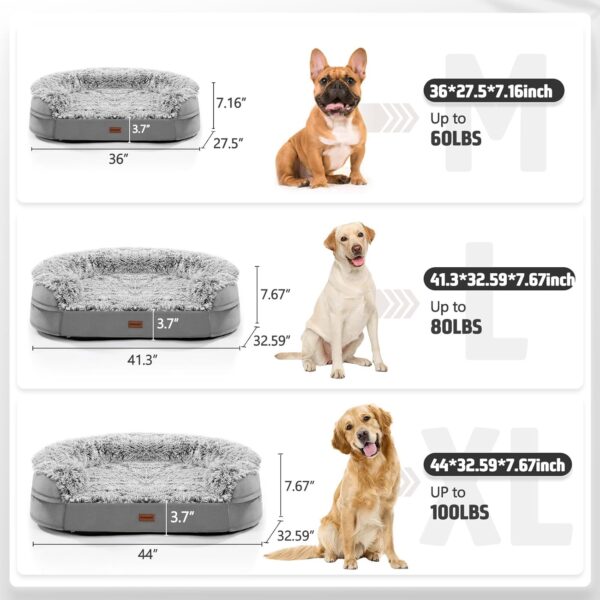 3.7 inch Thickened Orthopedic Dog Beds for Large Dogs,Supportive Dog Sofa Bed with 28D Egg-Crate Foam, Removable Washable Plush Cover, Waterproof Lining, Half-Round Design for Puppy, Senior Dog - Image 8