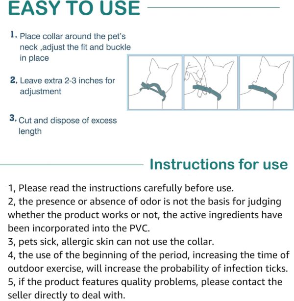 Natural Flea and Tick Collar for Puppies - 12-Month Protection, Safe Pest Control - Waterproof, Strong - Free Flea Comb and Tick Tweezer Included - 2-Pack, 13.8 Inches - Image 5