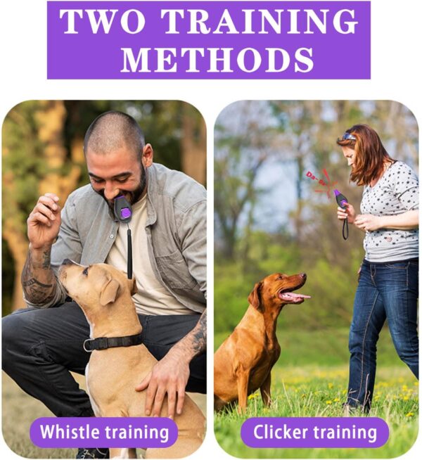 2-in-1 Dog Whistle Dog Training Clicker for Dogs Cats Birds Puppy Training (Black Purple) - Image 3