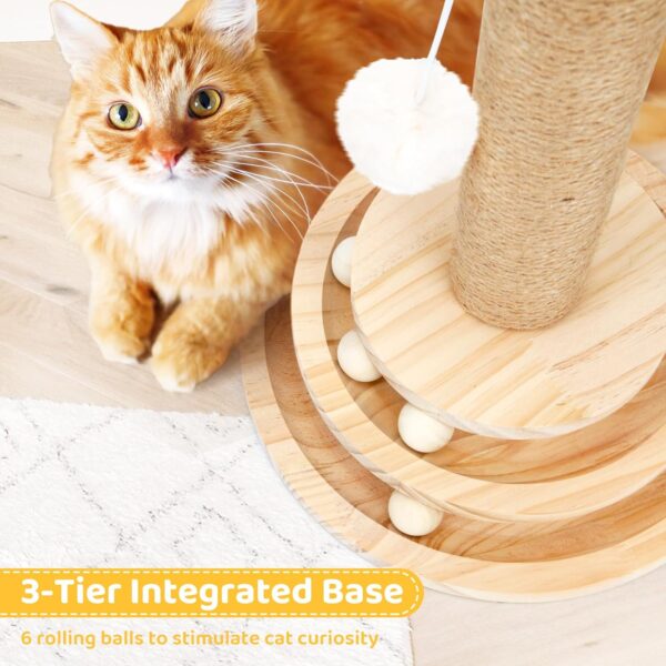 Premium Exquisite Cat Playground - 14" Interactive Scratching Post with Wooden Ball Track, Dual Sisal Layers, and Stimulating Toy for Healthy Cat Claws and Endless Entertainment - Image 6