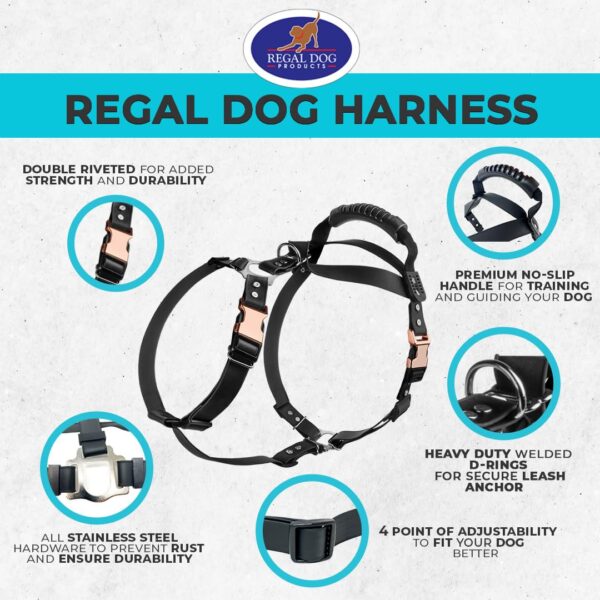 Regal Dog Products Waterproof No Pull Dog Harness with Handle - Adjustable Custom Fit Biothane Dog Halter for Training Your Service Dog or Emotional Support Dog - Fits Small, Medium, and Large Dogs - Image 5