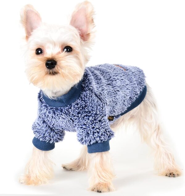 Yikeyo XXS Dog Sweaters for Small Dogs Male Winter Warm Fleece Dog Clothes Chihuahua Yorkie Teacup Puppy Sweater Pet Coat Jacket Cat Outfit for Puppy Small Dogs Boy and Girl, （XXS，Navy Blue）