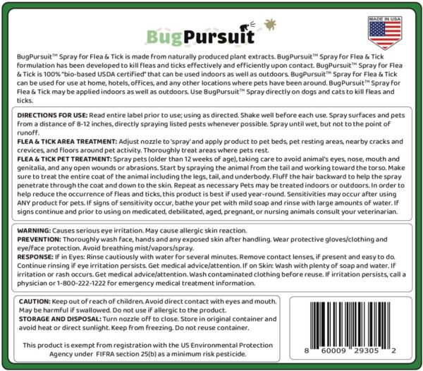 24oz Flea &Tick Spray, Flea and Tick Prevention for Dogs, Cats, Non-Toxic, Safe for Pets & Kids, Flea and Tick Spray for Home, Killer Flea, Tick, Lice, 100% USDA Biobased, Made in USA - Image 8