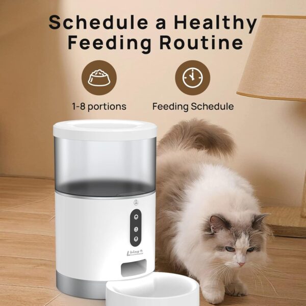 Living Enrichment Automatic Cat Feeder, Auto Dog Food Dispenser, WiFi Smart Pet Feeder 4L, Distribution Alarms and Voice Recorder, APP Control, Timed Cat Food Feeder for Cats Dogs Pets - Image 6