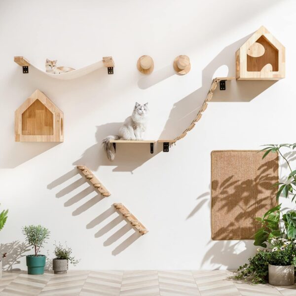 FUKUMARU Cat Wall Furniture, 11.8 Inch Cat Wall Steps for Drywall, Cat Stairs for Wall Mounted with Jute Scratching Cat Shelf for Most Kitten, Medium and Large Cats, 2 of Pack - Image 5