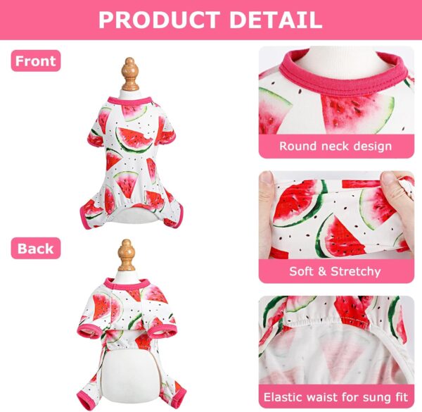 Puppy Dog Outfits Watermelon Pattern Pet Dog Pajamas Cute Pet Clothes Dog Jumpsuit Puppy Soft Dog Pajamas for Summer Pet Dog Cat - Image 3