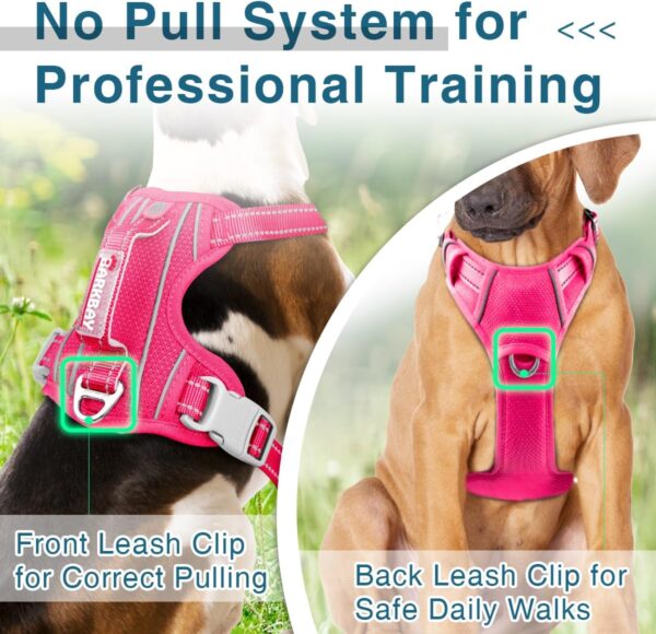 BARKBAY Dog Harness No Pull with ID Tag Pocket - Heavy Duty, Reflective, Easy Control for Large Dogs (Pink,L) - Image 3