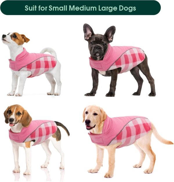 Kuoser Reversible Dog Coat, Warm Waterproof Dog Jacket, British Style Plaid Dog Winter Coats, Puppy Cold Weather Vest Windproof Outdoor Clothes Dog Snow Jackets for Small Dogs S - Image 2