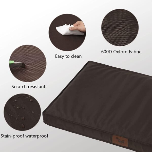 Outdoor All Weather Waterproof Dog Bed, Orthopedic Dog Bed for Extra Large Dogs, Egg Foam Pet Bed with Washable and Removable Oxford Cooling Cover, Brown - Image 5