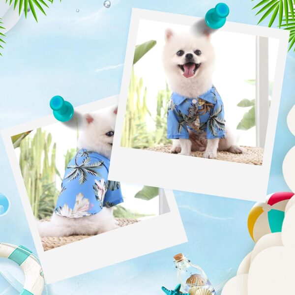 Dog Hawaiian Shirt Hawaii Style Summer Dog Clothes Boy Girl Breathable Cool Costume Beach Seaside Sweatshirt for Small Puppy Polo T-Shirt Pet Outfit, XS - Image 4