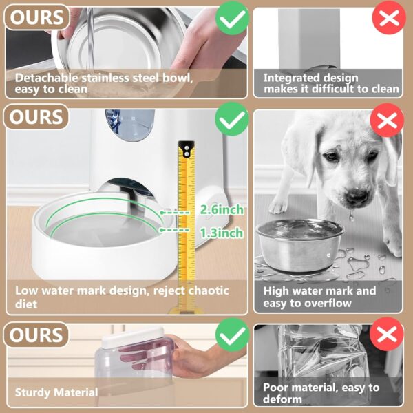 2 Pack Automatic Cat Feeder and Water Dispenser Dog Gravity Food Feeder and Waterer Self Feeding Bowls for Small Medium Pets Puppy Kitten (White) - Image 5