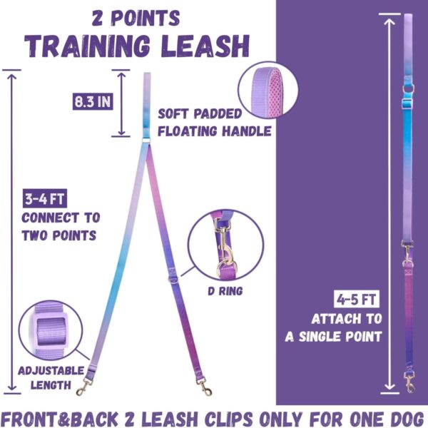 DF Martingale No Pull Dog Harness and Two Point Control Training Leash for Dog Walking Only Works with Martingale Harnesses, Rainbow, Chest 28"-33" - Image 4