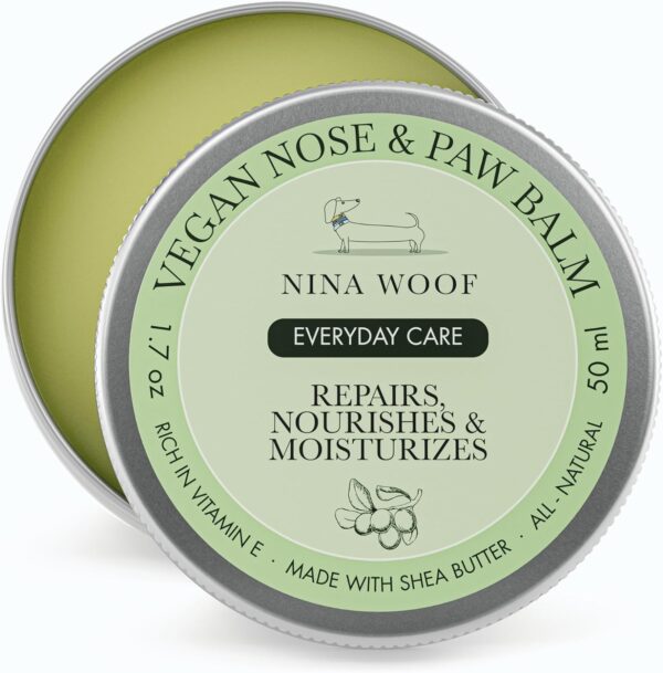 Vegan Paw Balm Dogs & Nose Balm - All-Natural, Rich in Vitamin E Moisturizing Formula with Coconut Oil for Dogs & Shea Butter, Dog Paw Pad Balm, Non-Toxic, Safe to Lick Paw Soother for Dogs