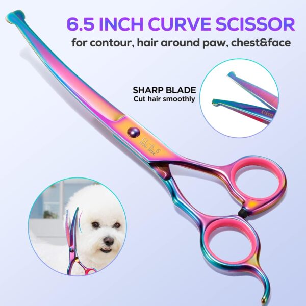 Gimars Professional 4CR Stainless Steel 6 in 1 Grooming Scissors for Dogs with Safety Round Tip, Heavy Duty Titanium Coated Pet Grooming Scissor for Dogs, Cats and Other Animals - Image 4