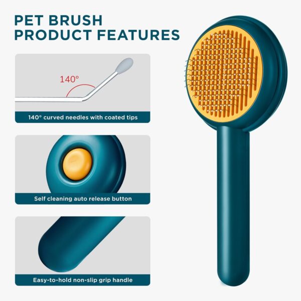 HICC GROOM! Pet Grooming Brush for Cats, Self Cleaning Cats Hair Brush with Release Button, Shedding Pet Brush for Short or Long Haired Cats/Dogs, Massage Removes Loose Fur, Tangles (Blue)