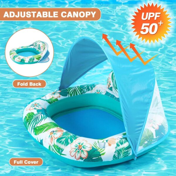 WERNNSAI Pool Float with Canopy - Inflatable Pool Floats with Shade for Adults Pool Lounge Chairs with Cup Holder Headrest Floating for Swimming Pool Beach Summer Outdoor Water Activity - Image 2