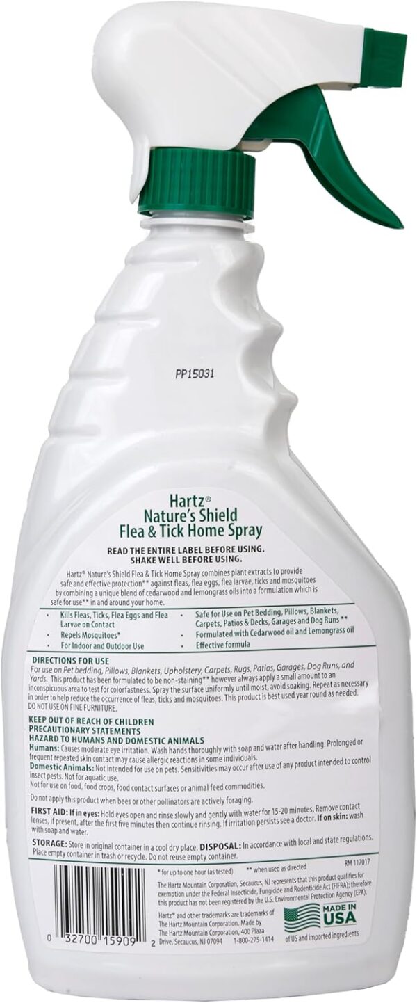 Hartz Nature’s Shield Flea & Tick Home Spray, Natural and Effective Flea & Tick Prevention and Home Protection with Cedarwood and Lemongrass Oil, 32 Ounces - Image 2