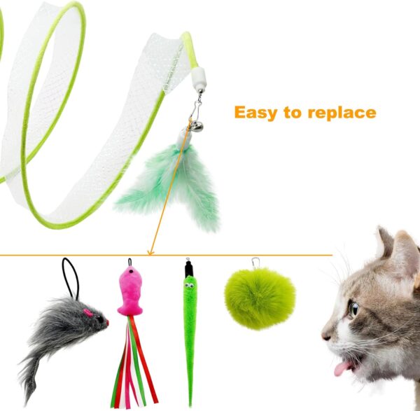 Self Play Cat Hunting Spiral Tunnel Toy, Folded Cat Tunnel Toy Spiral Cat Toy, Cat Spring Toy Spiral Cat Toys for Indoor Cats Play Exercise (Green) - Image 5