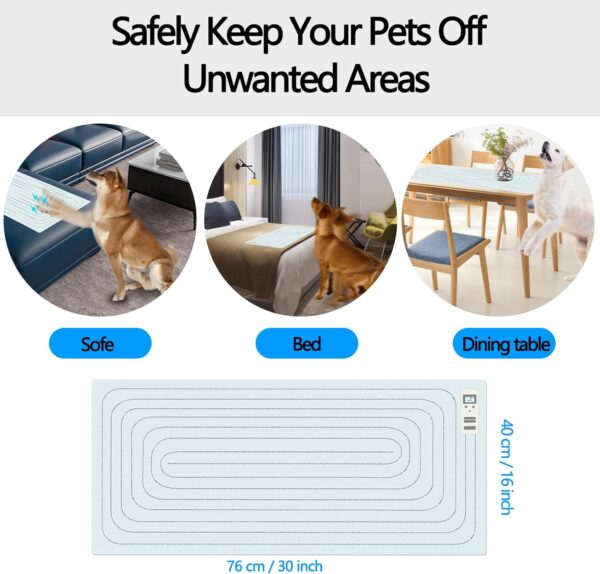 Electronic Pet Training Mat [2024 Upgraded], LED Screen Scat Mats for Dogs & Cats, 3 Training Modes Repellent Scat Mat for Indoor, Keep Dog Off Couch (16"X30") - Image 4